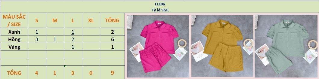 11106 Set quần áo sơ mi 2 túi ngực