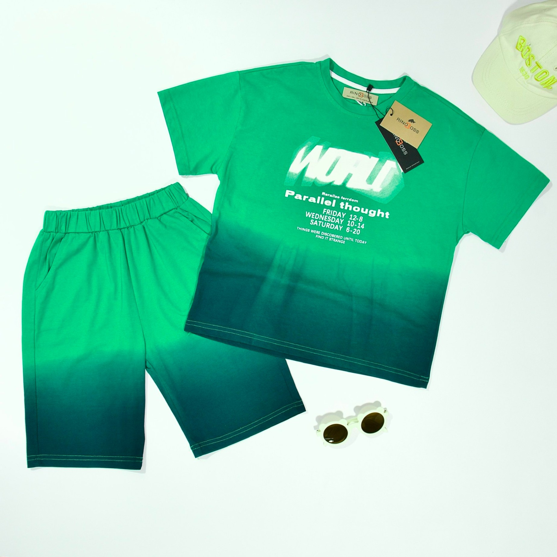 Bộ cotton cộc ngực in WORU cool