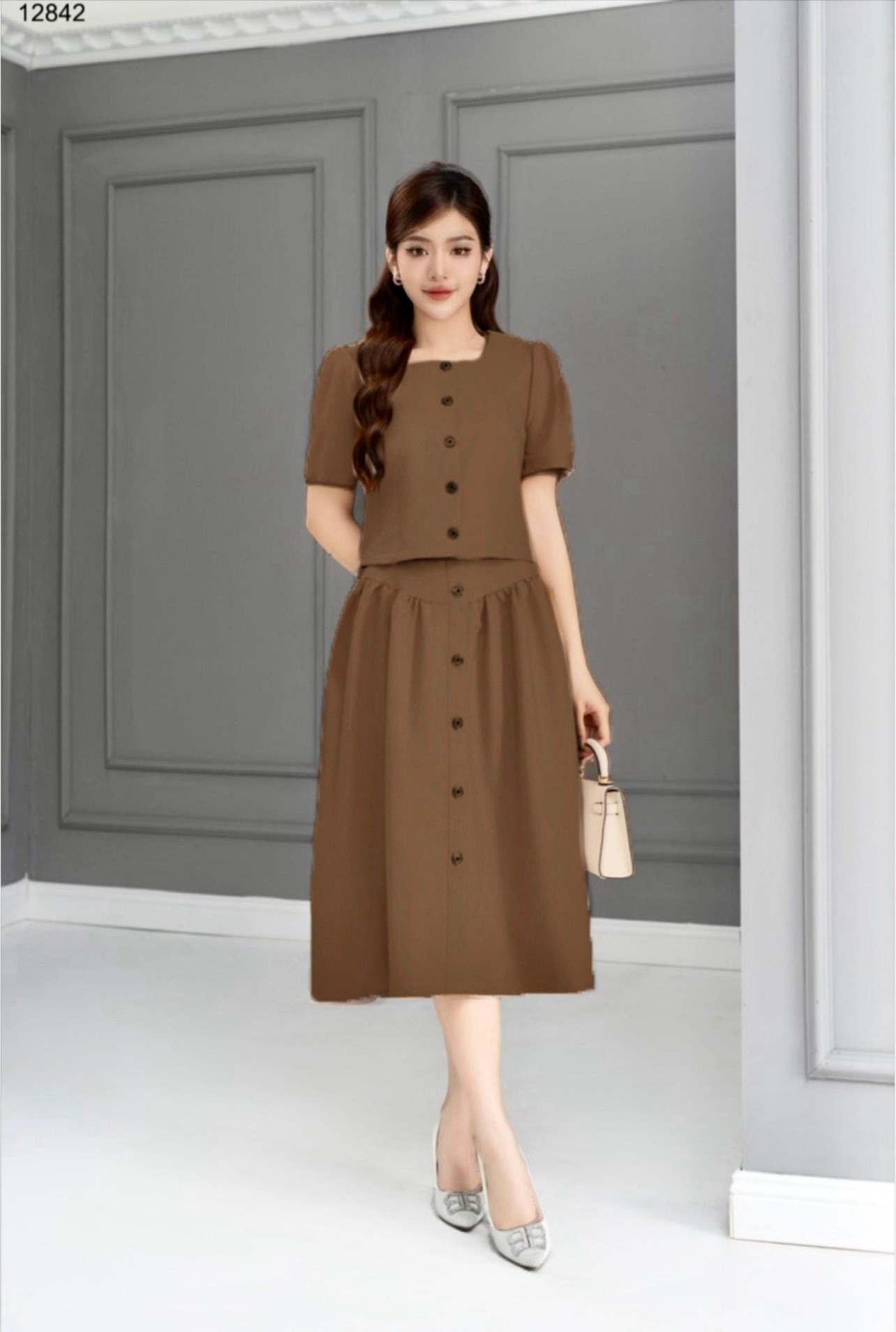 set cộc tay mix chân váy
