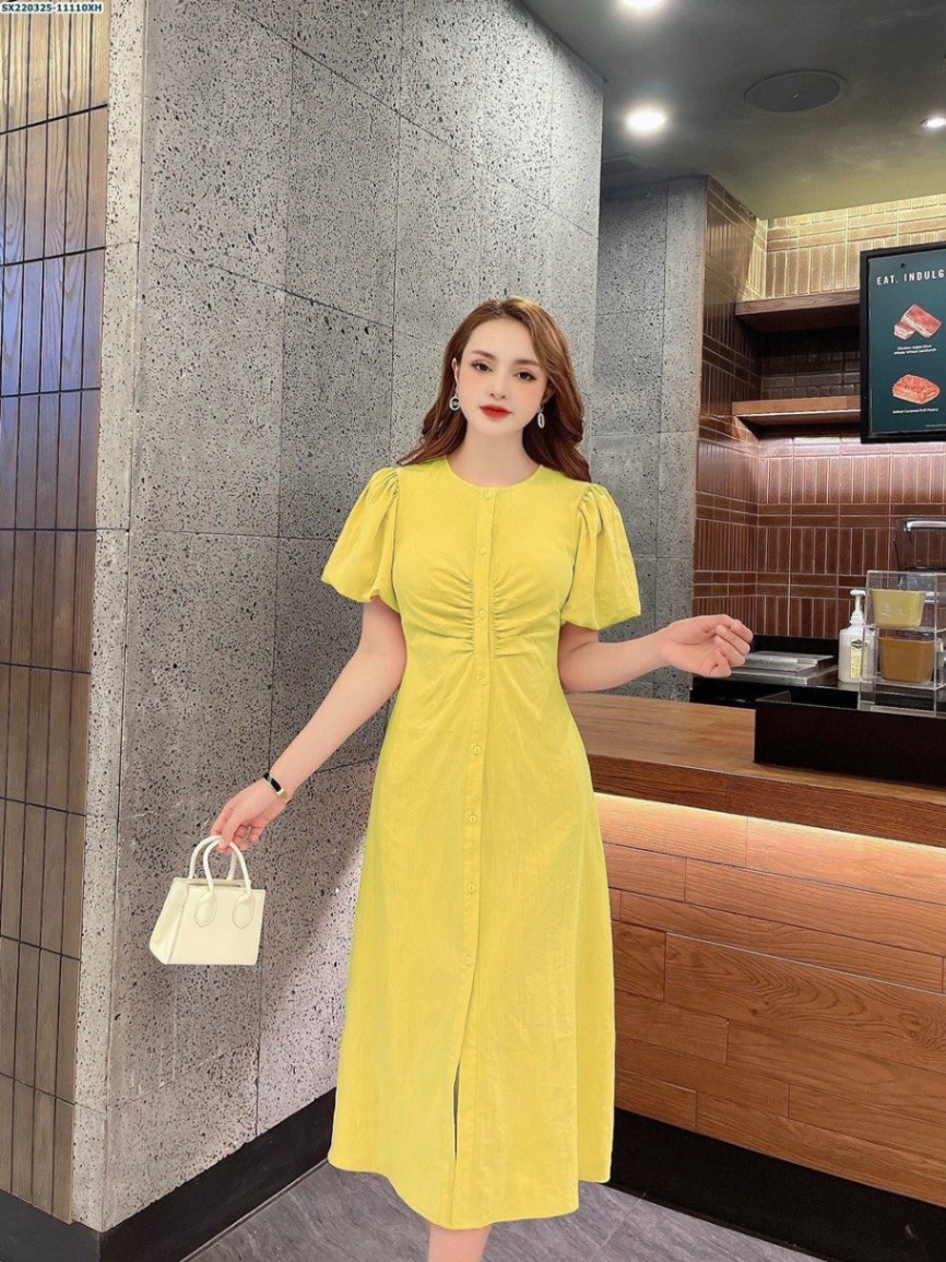 Váy dáng dài tay bồng