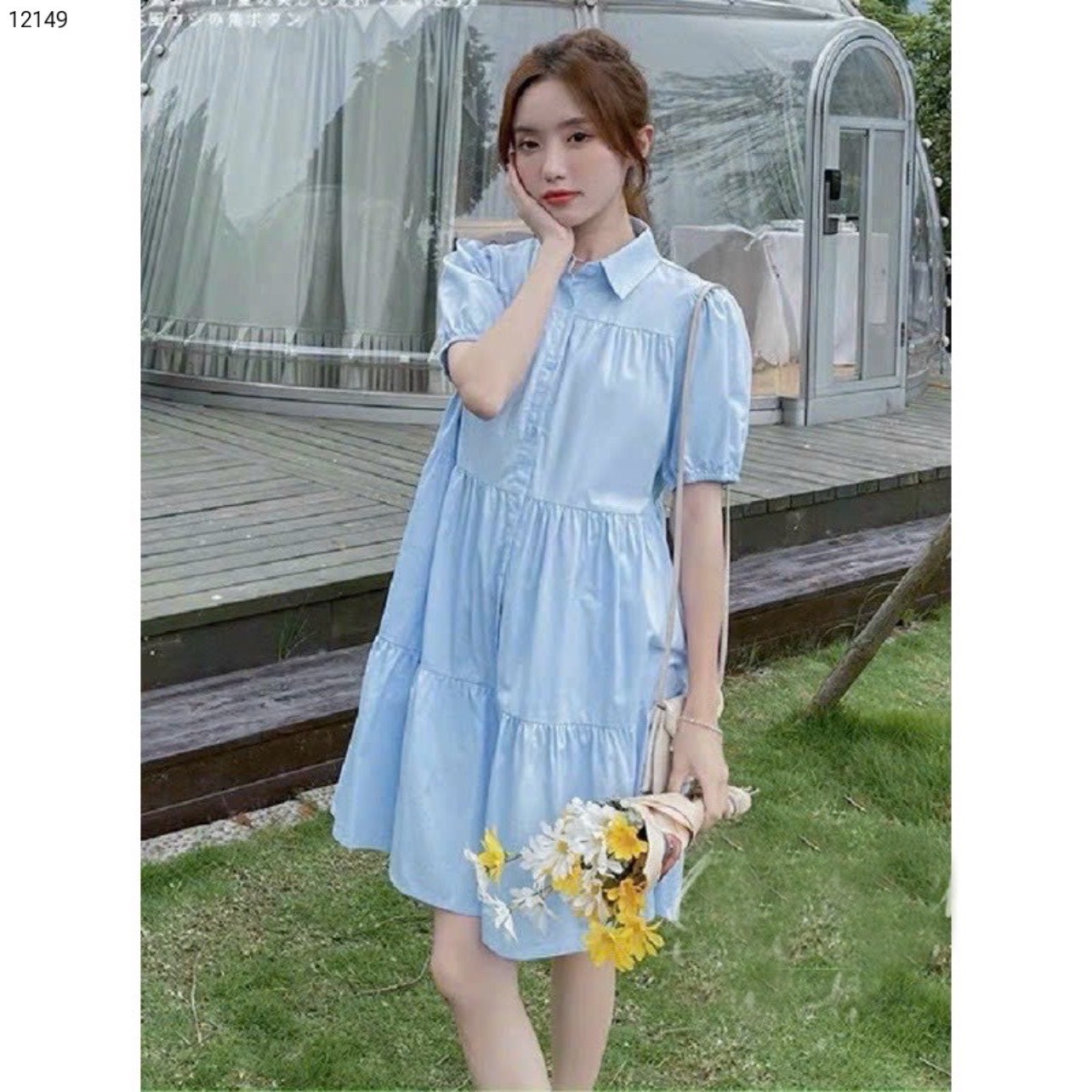 Váy đuôi cá cổ sơ mi