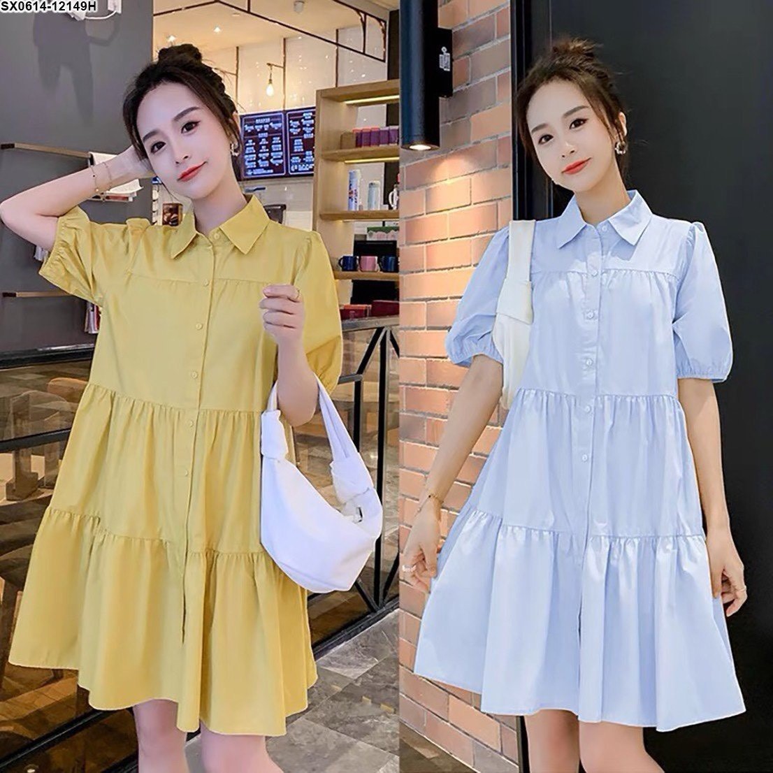 Váy đuôi cá cổ sơ mi