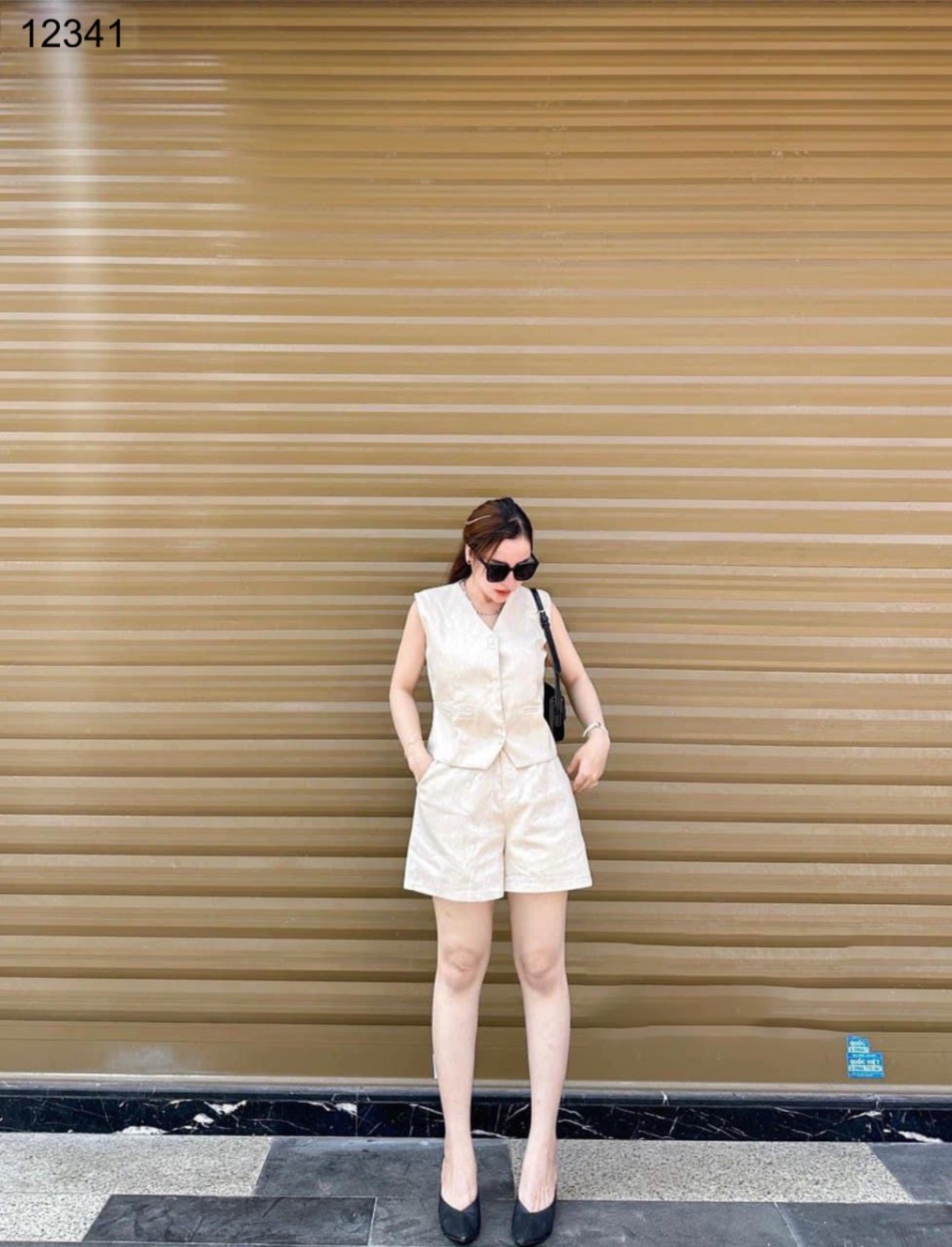 Set linen cúc đôi mix quần shorrt