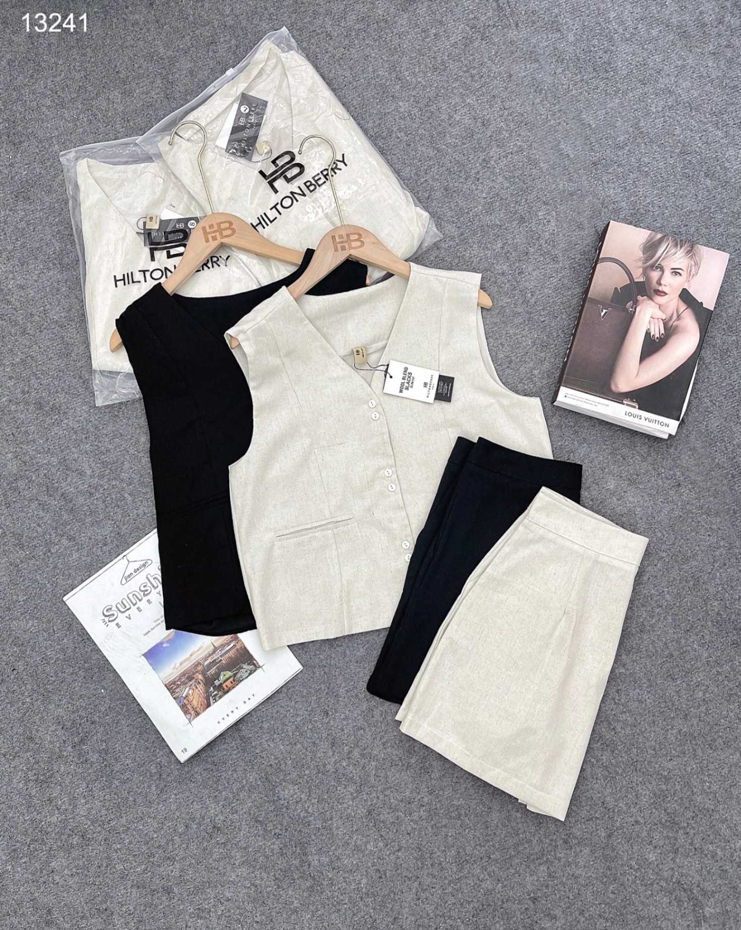 Set linen cúc đôi mix quần shorrt