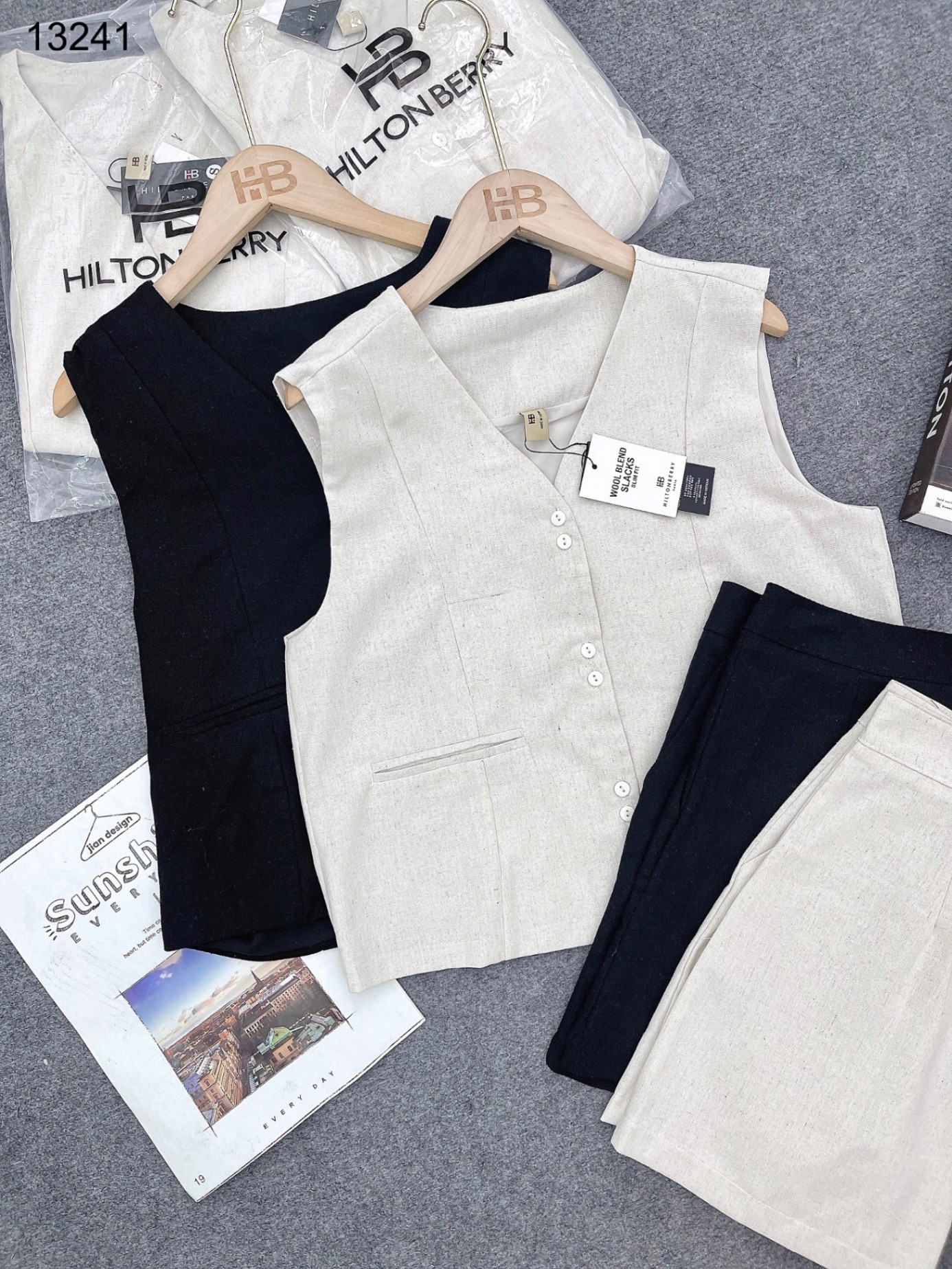 Set linen cúc đôi mix quần shorrt