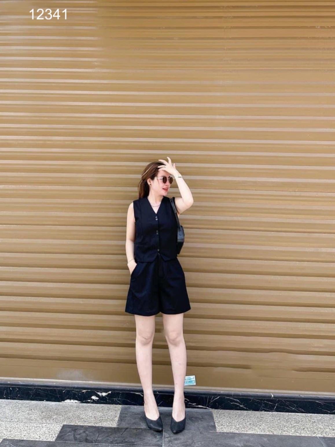 Set linen cúc đôi mix quần shorrt