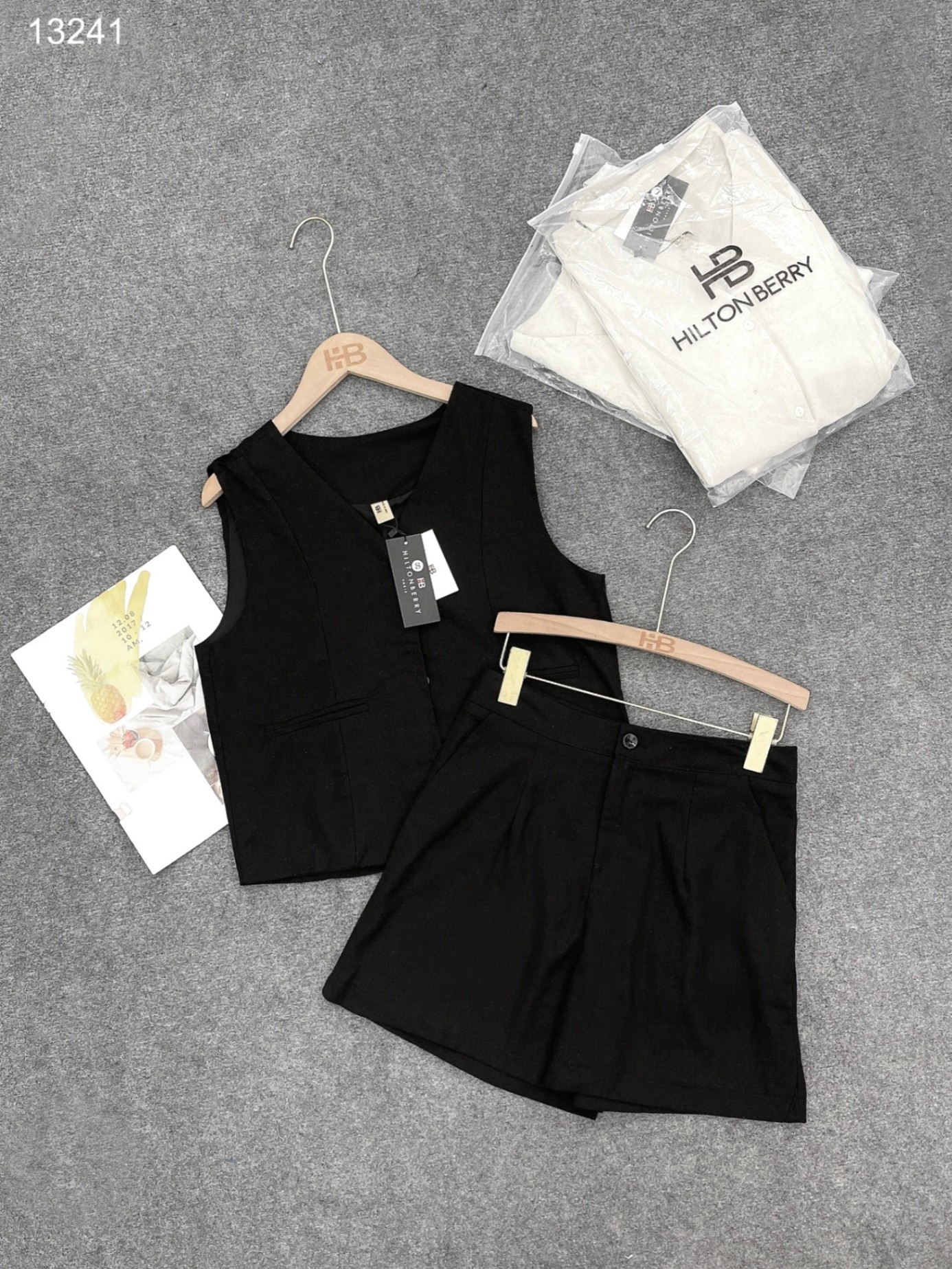 Set linen cúc đôi mix quần shorrt