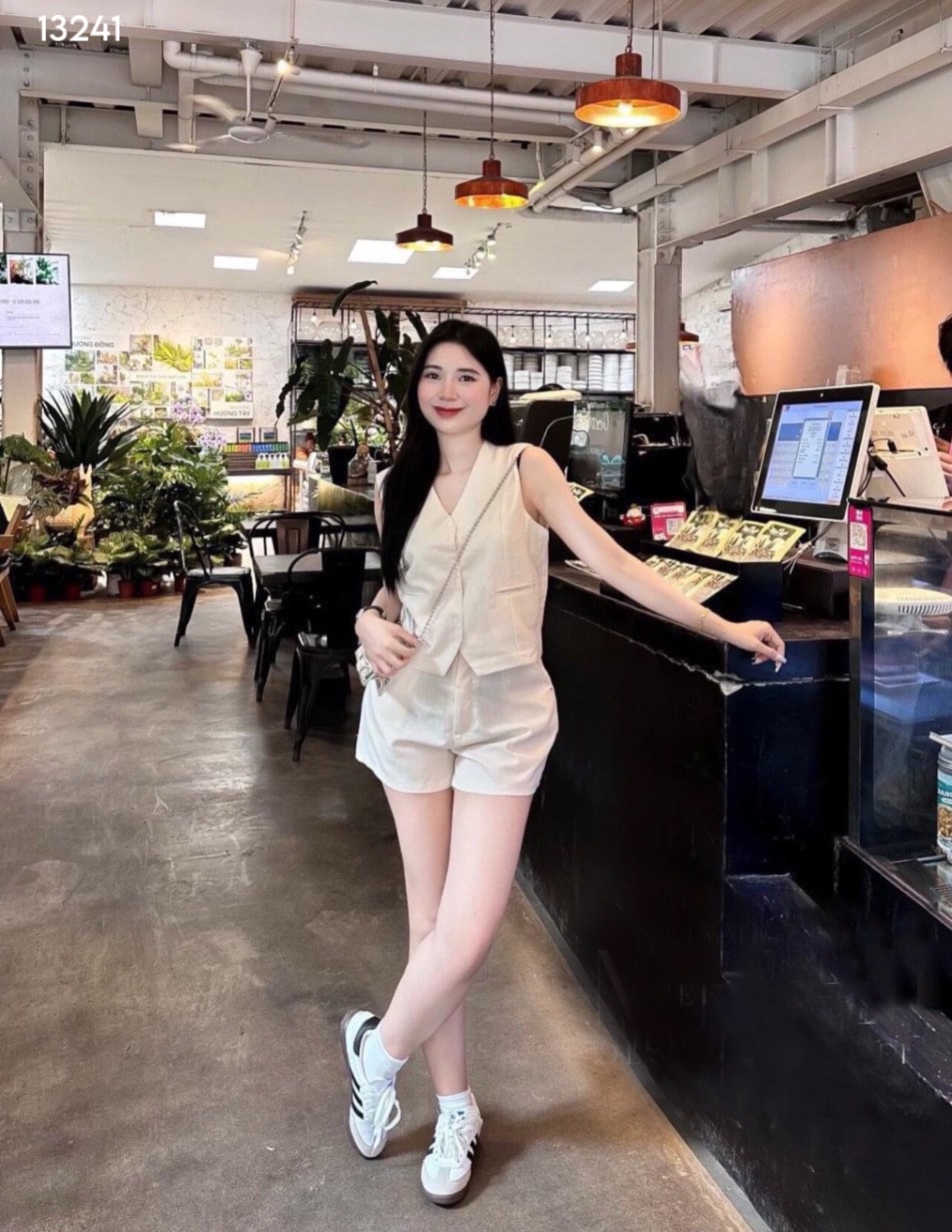 Set linen cúc đôi mix quần shorrt