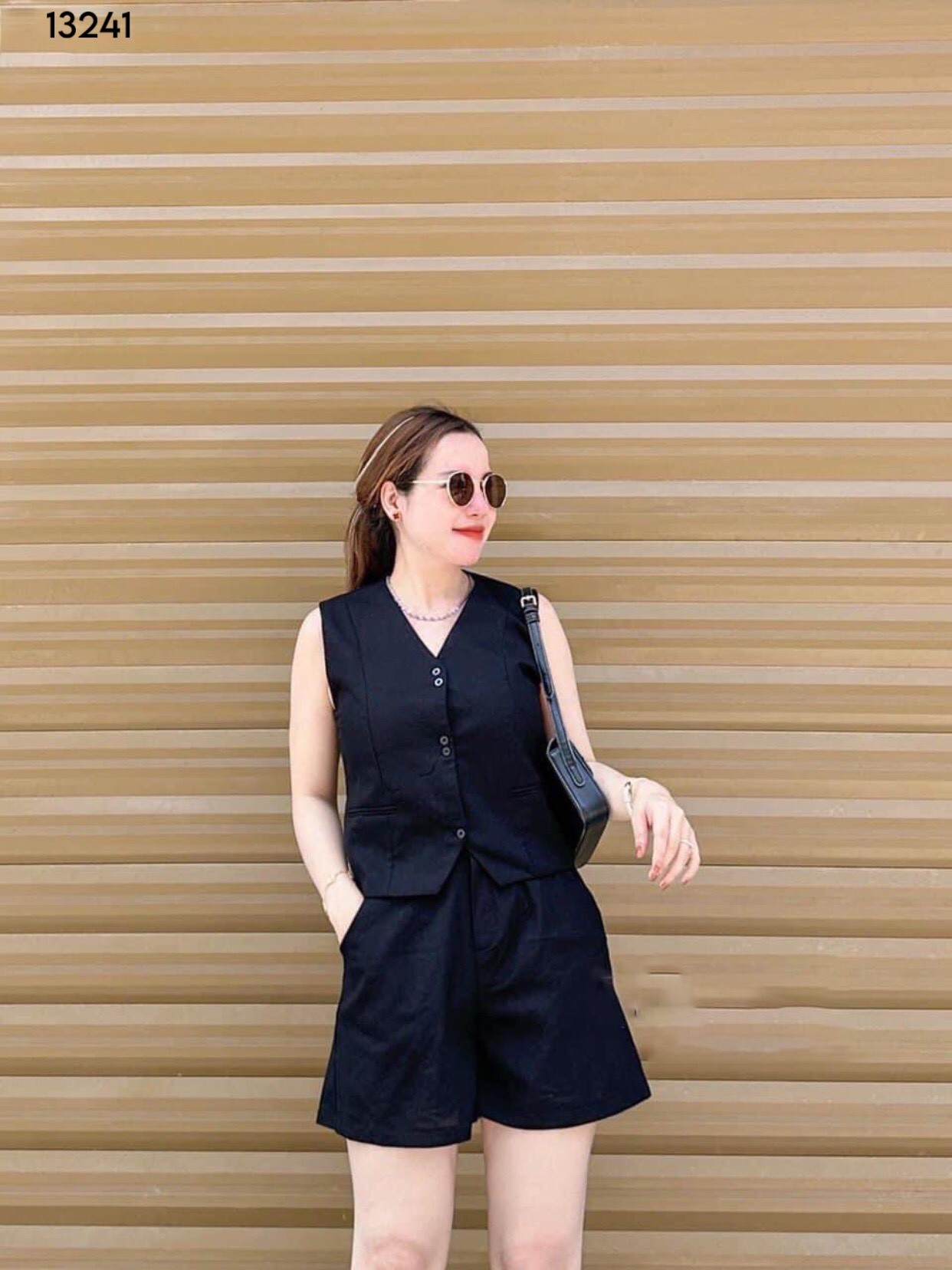 Set linen cúc đôi mix quần shorrt