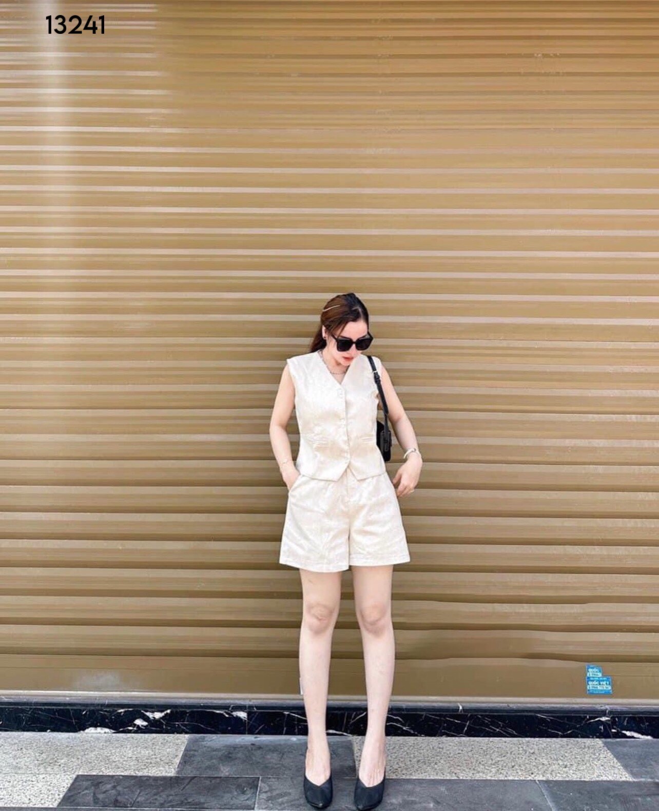 Set linen cúc đôi mix quần shorrt