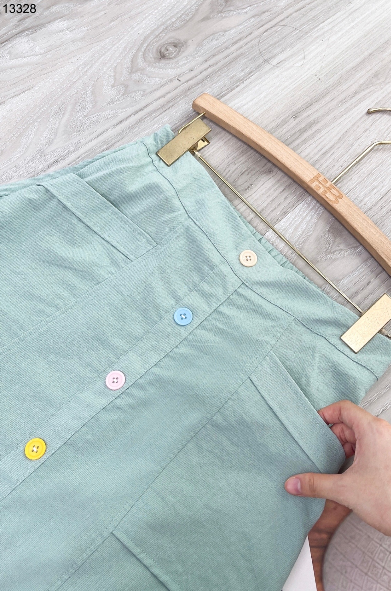 Set linen mix chân váy dài