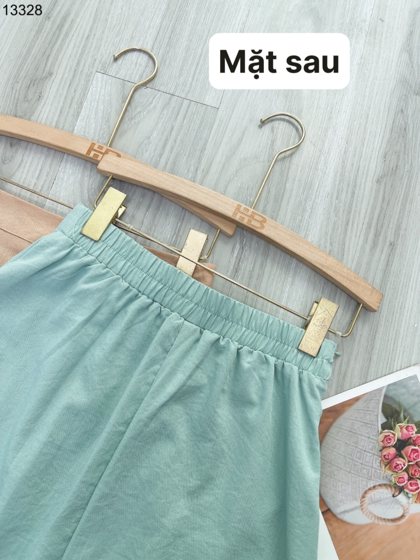 Set linen mix chân váy dài