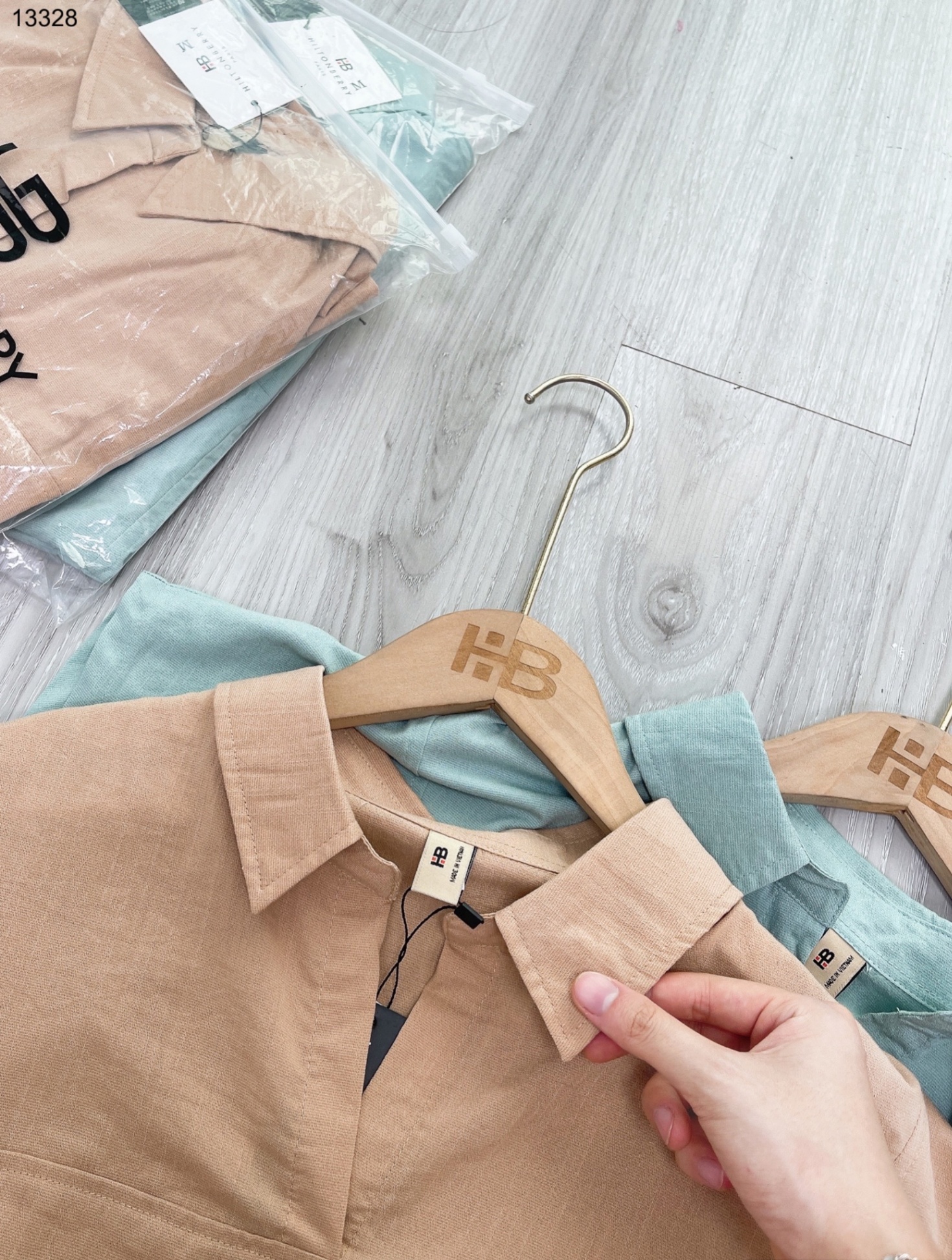 Set linen mix chân váy dài