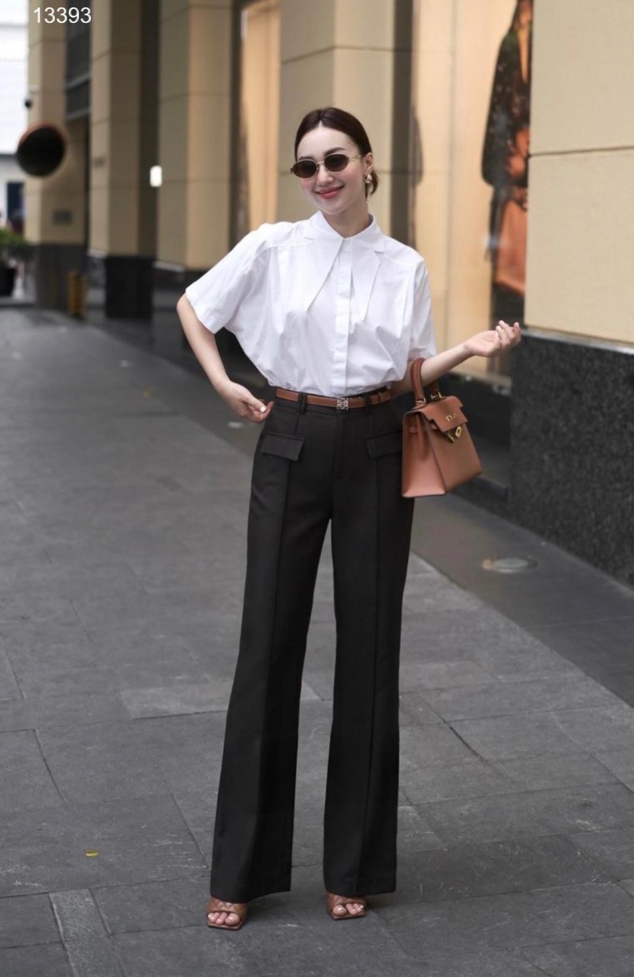 Áo sơ mi cổ Đức cách điệu