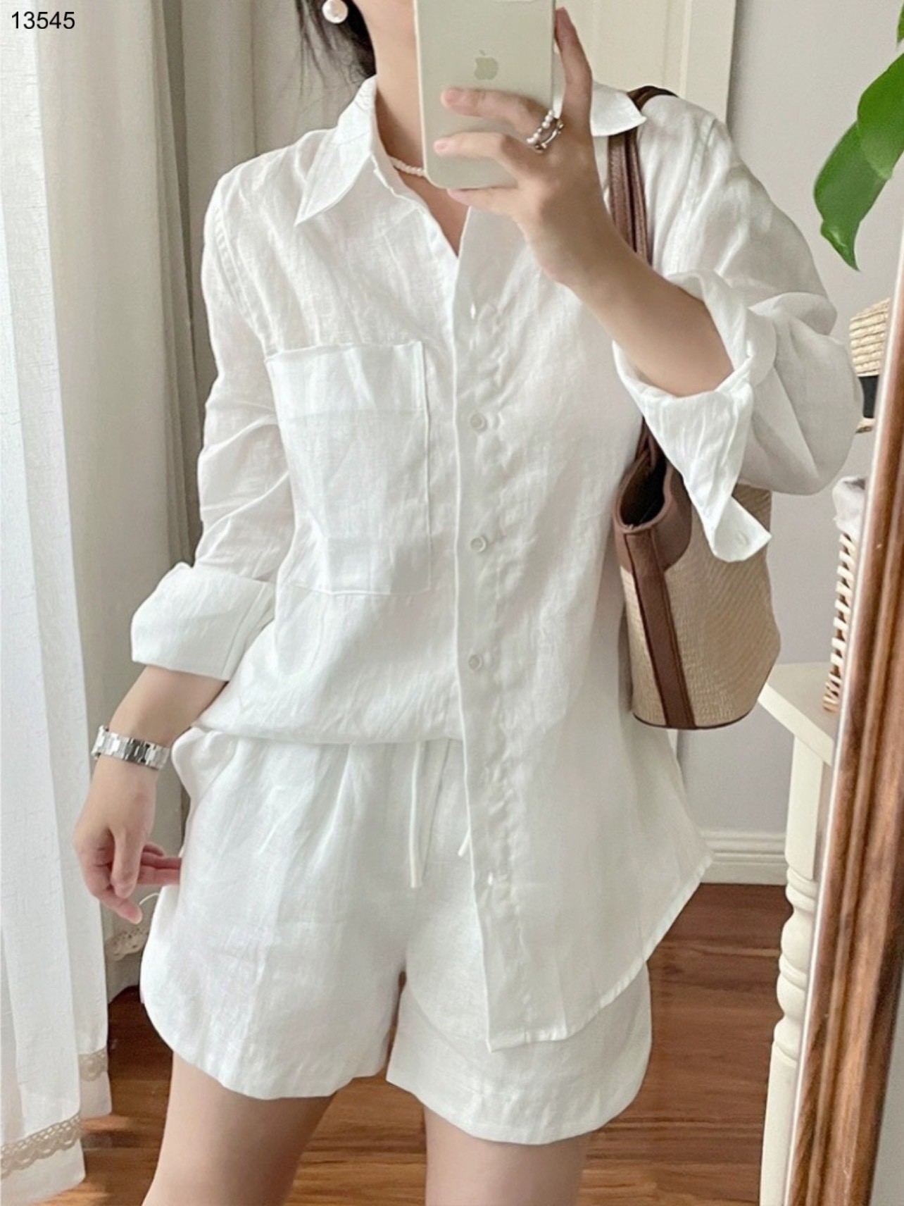 Set sơ mi túi ngực mix short