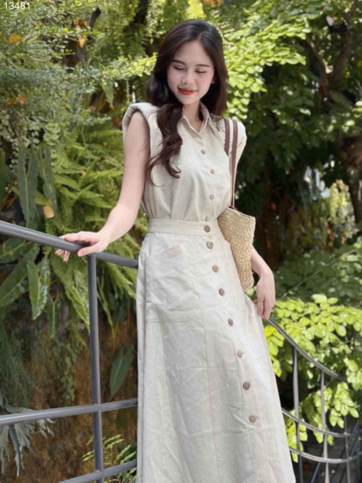 Set linen cổ Đức kèm chân váy dáng dài