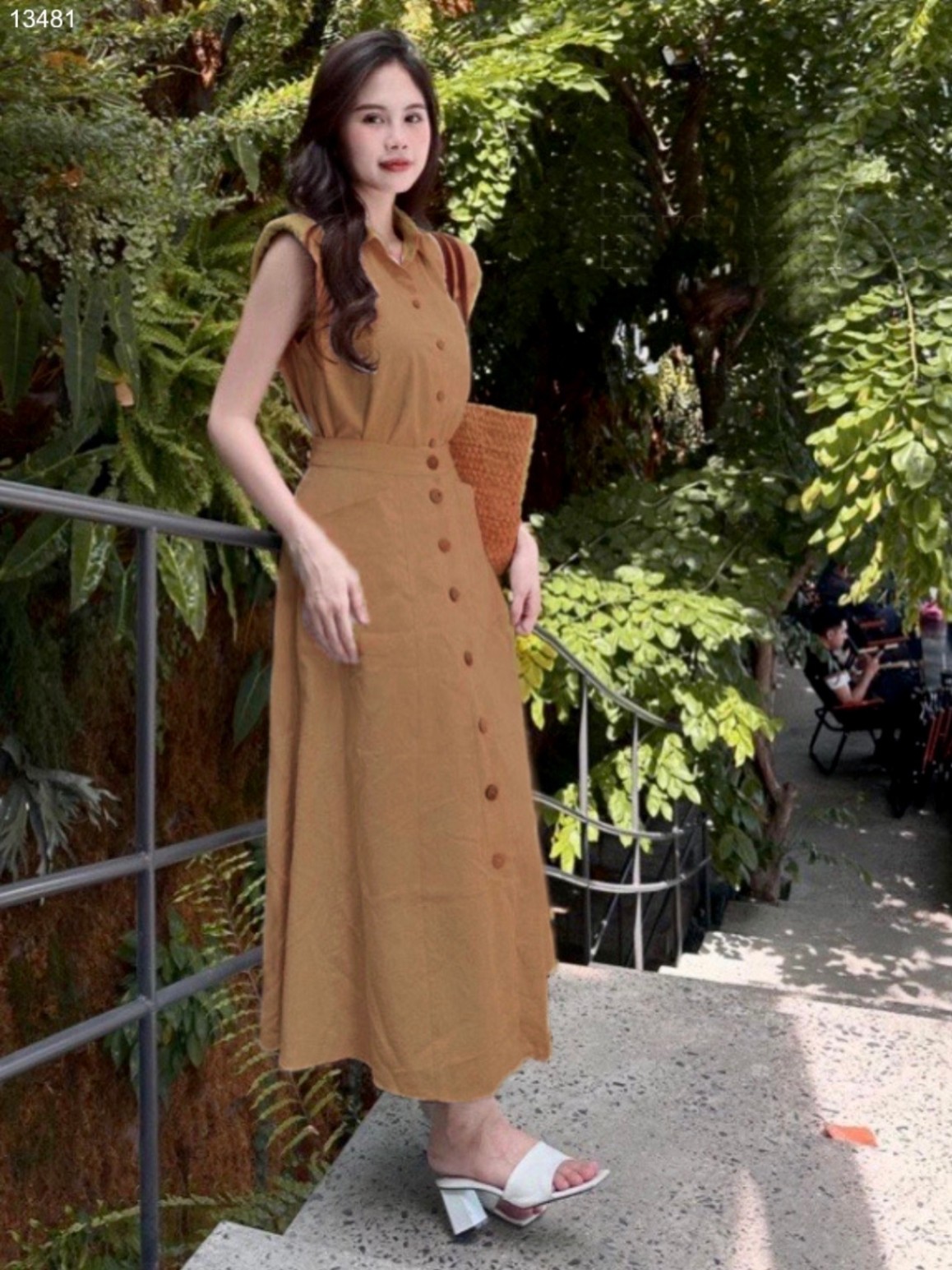 Set linen cổ Đức kèm chân váy dáng dài