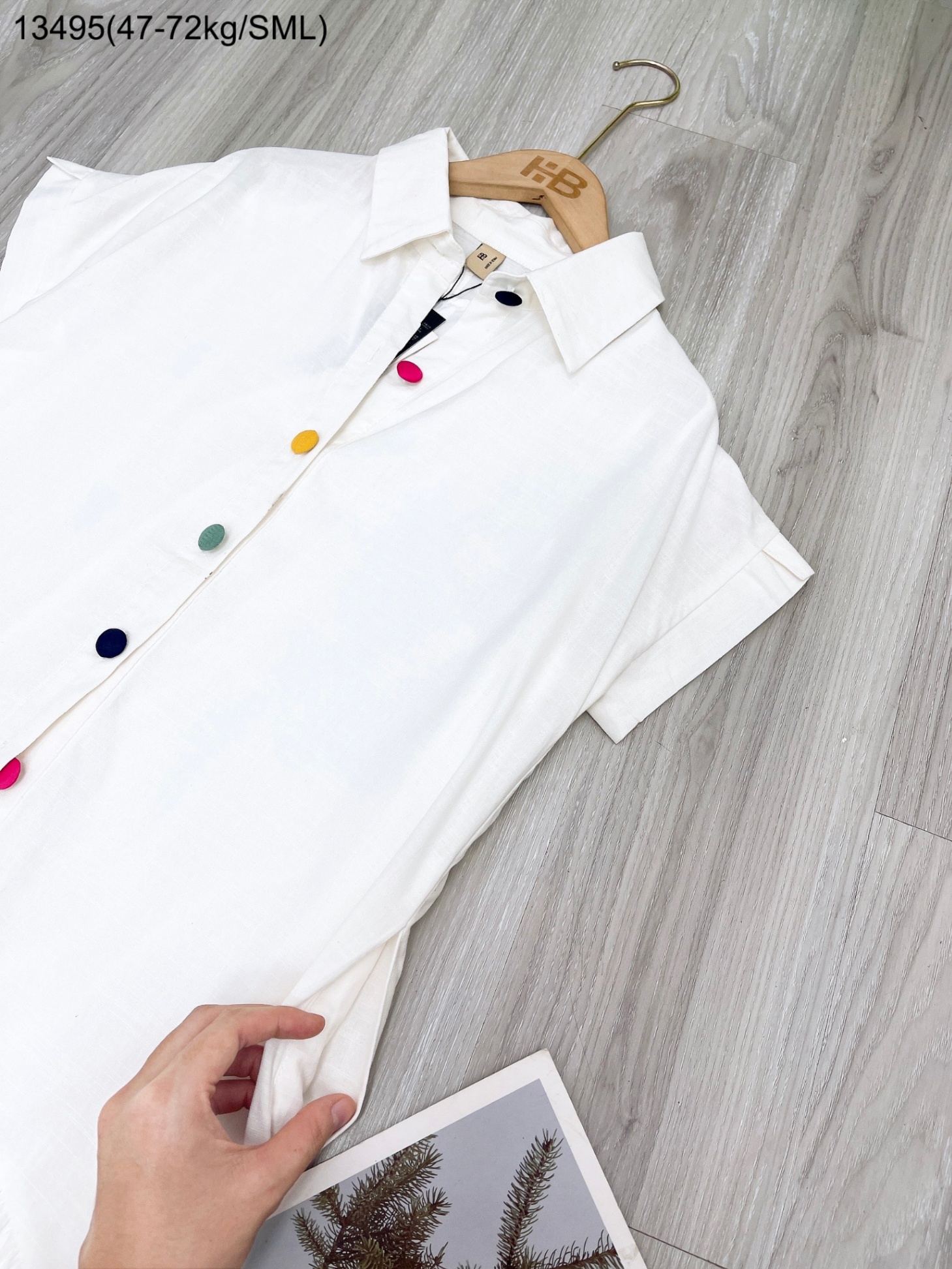 Đầm sơ mi linen phối tầng