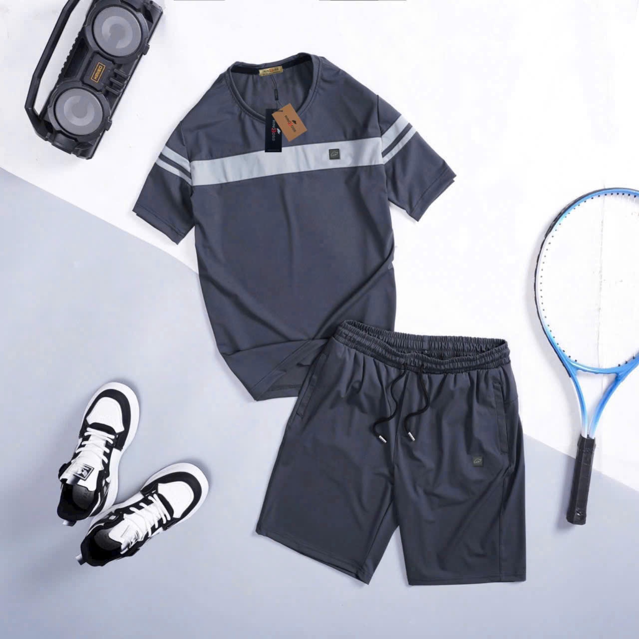 BỘ NAM BNA O1 PHỐI NGỰC 2 MAU ĐEN VÀ NAVY