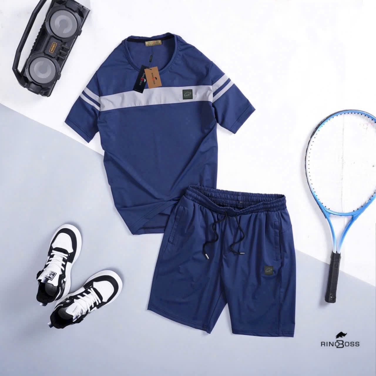 BỘ NAM BNA O1 PHỐI NGỰC 2 MAU ĐEN VÀ NAVY