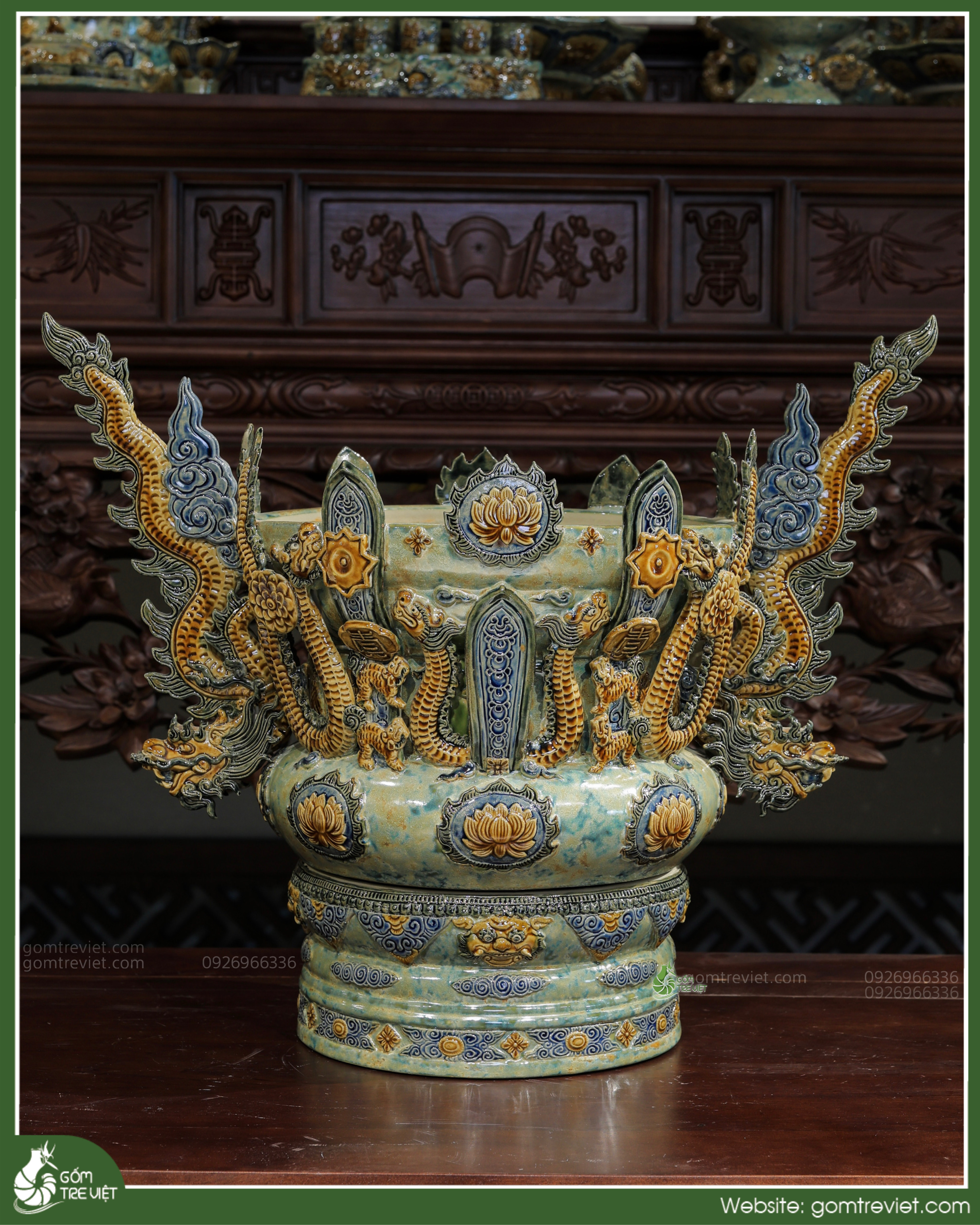 Lư hương đại Φ35 phỏng cổ thời Lê men hoá thạch