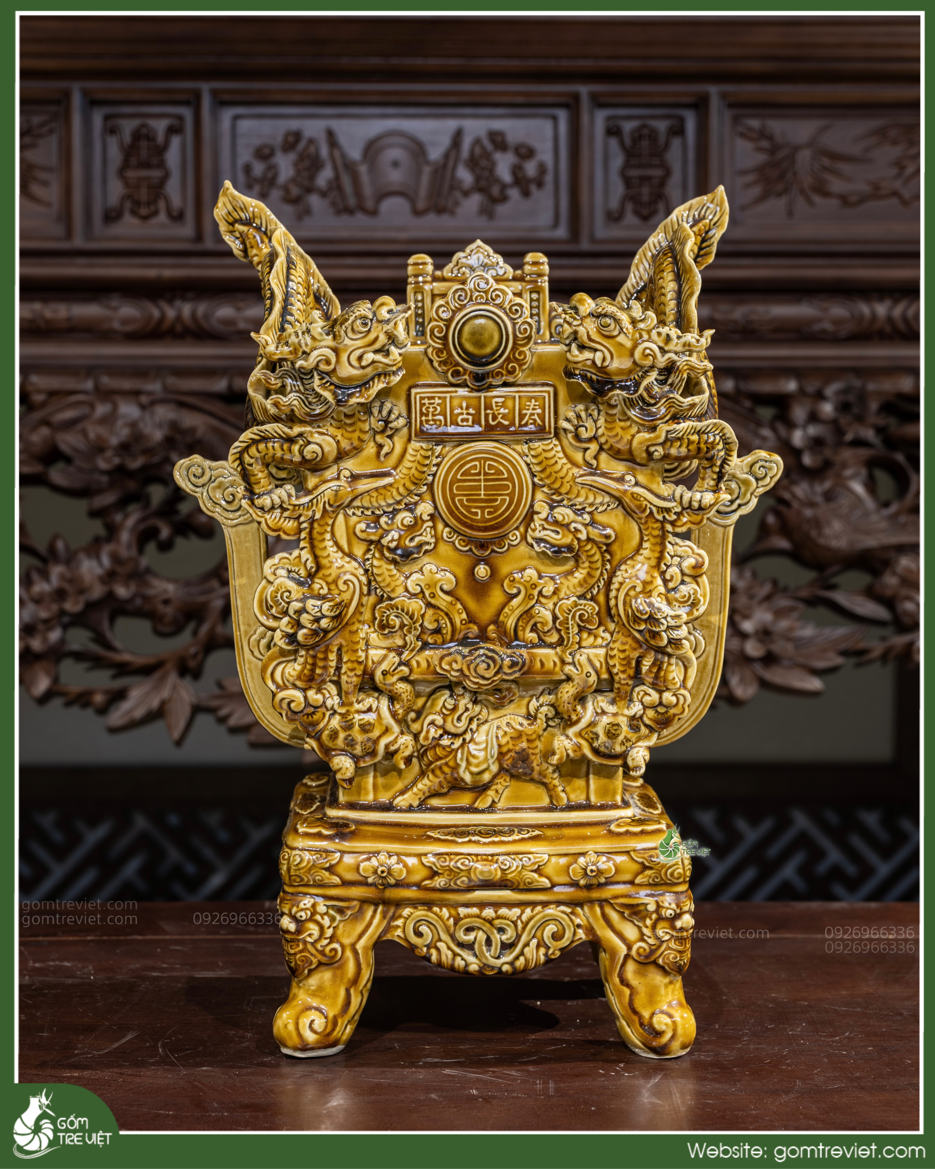 Lư hương vuông men hoàng thổ cổ thời Lê