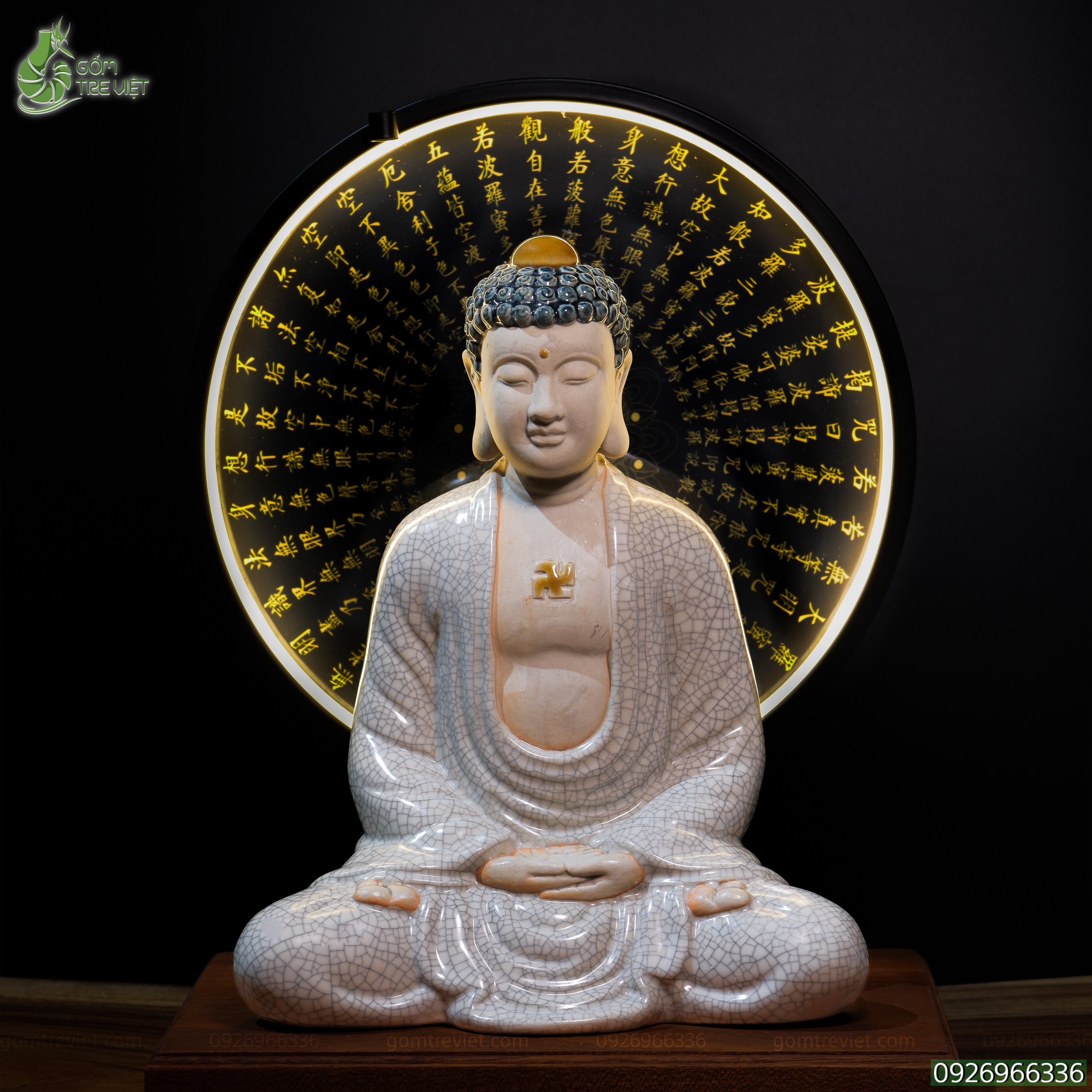 Tượng Phật A Di Đà men rạn cổ