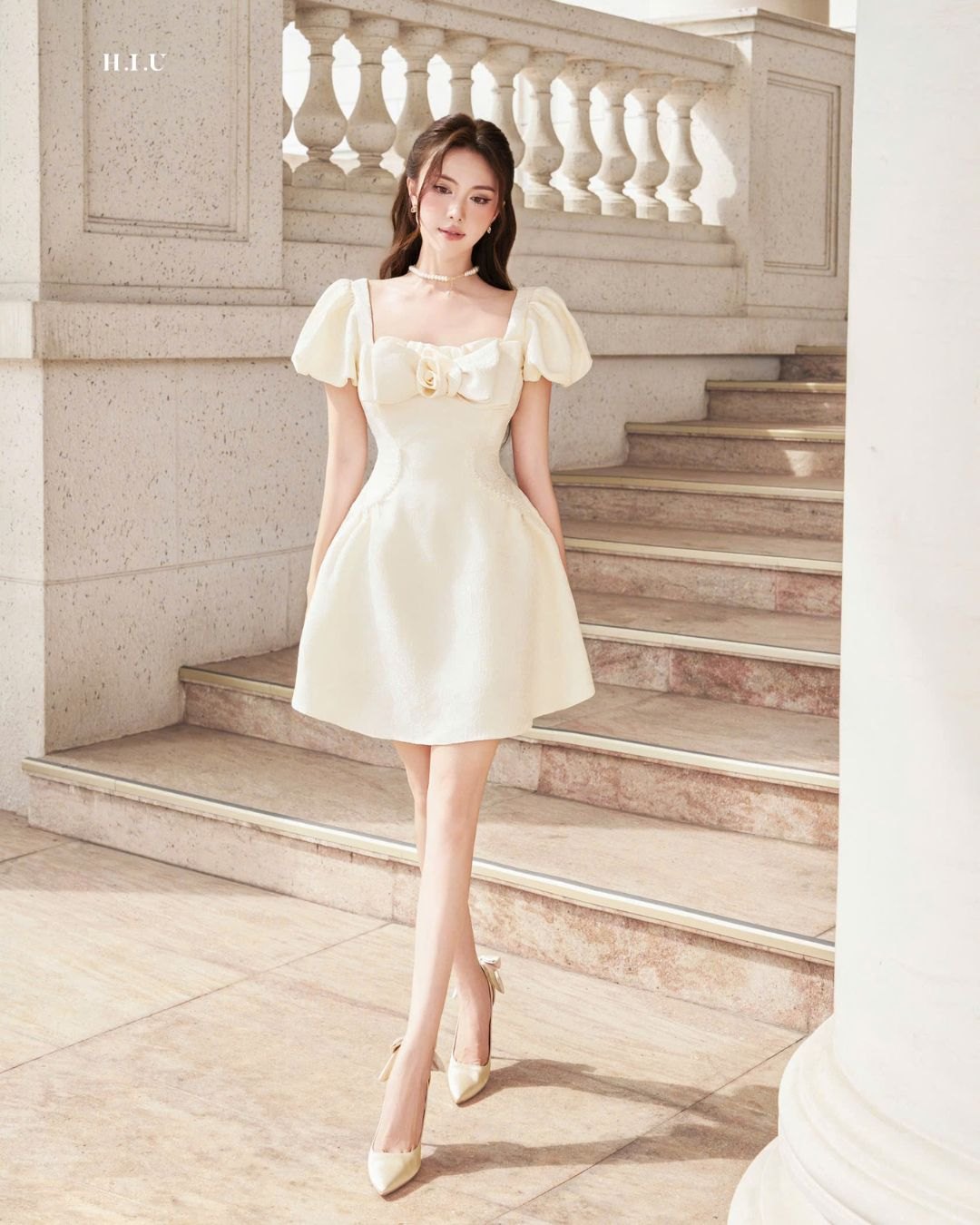 Váy tiệc nữ cup ngực cổ nơ dáng ngắn Sora dress HIU design