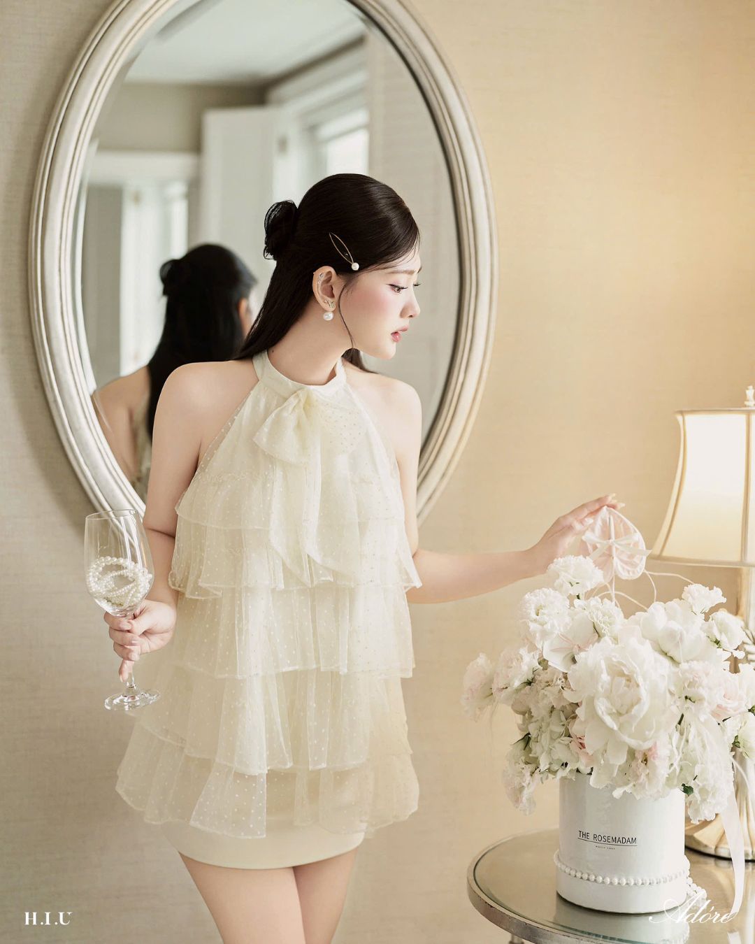 Áo thiết kế Voan mịn Bibi Top dáng Xếp ly tầng style tiểu thư HIU design