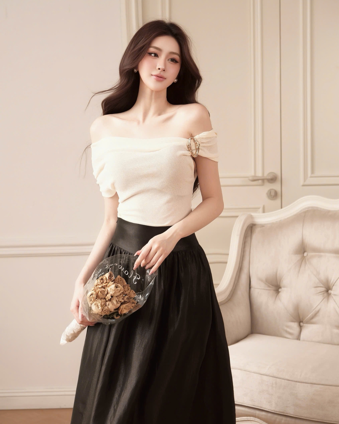 Áo thiết kế trễ vai 2 kiểu Gena Top thun giấy nhẹ mát co dãn 4 chiều HIU design