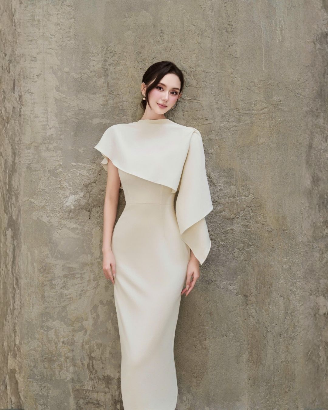 Váy nữ thiết kế 2 mảnh text vân kem thanh lịch Rachel dress HIU design