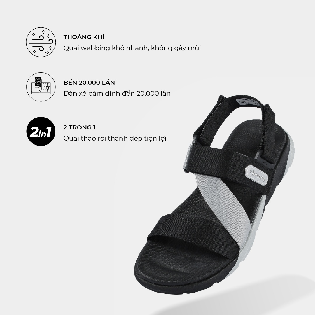 Sandals F6 sport đen bạc