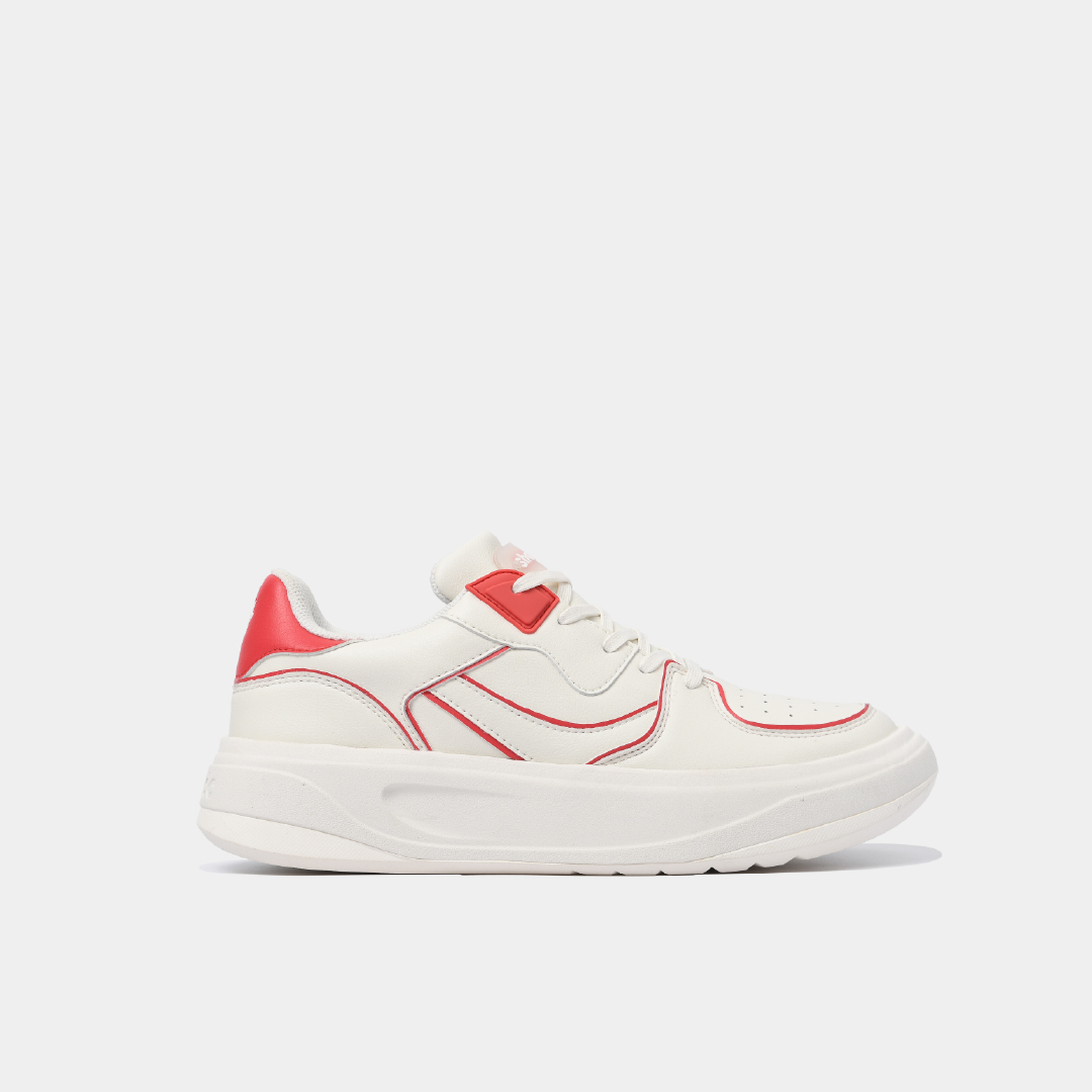 [TẶNG DÉP] Sneaker Class 2 trắng viền đỏ