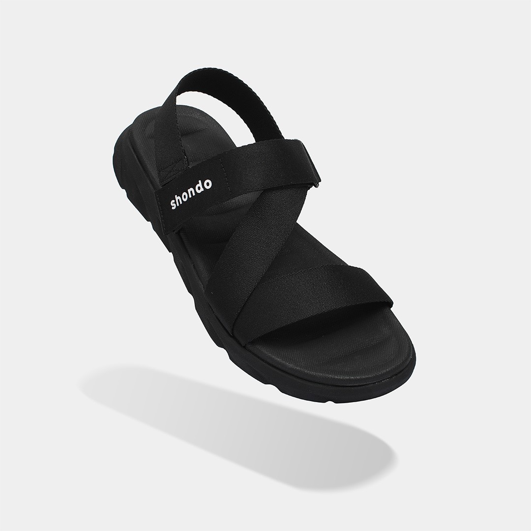 Sandals F6 sport đen quai liền có thun