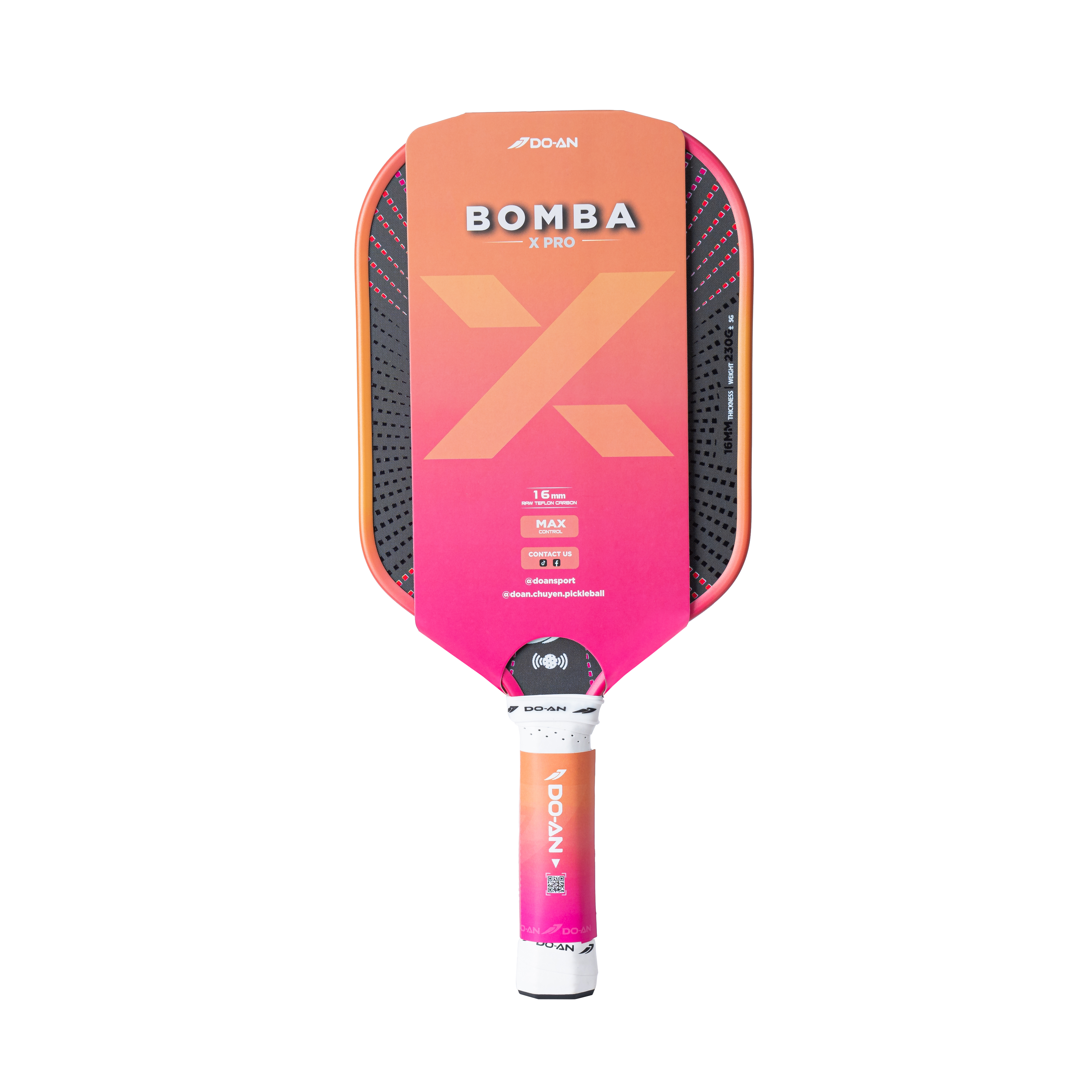 Vợt Pickleball Doan Bomba X 16mm - Cam Hồng
