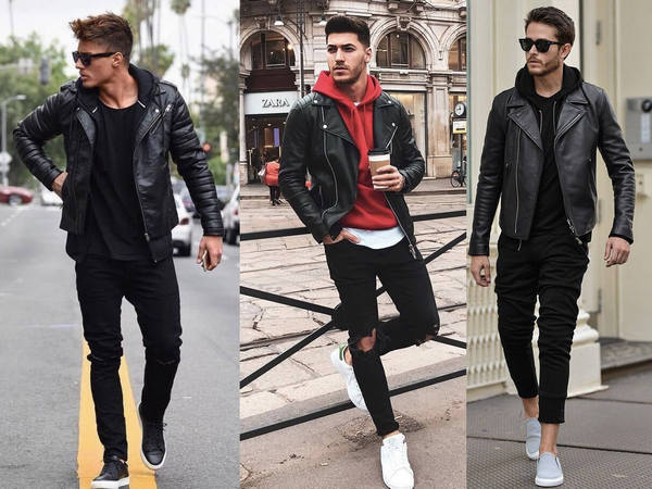 Mix áo hoodie áo khoác da