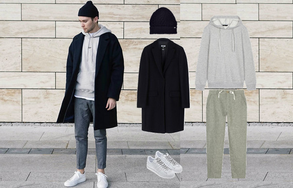 Mix áo hoodie nam với áo khoác dài