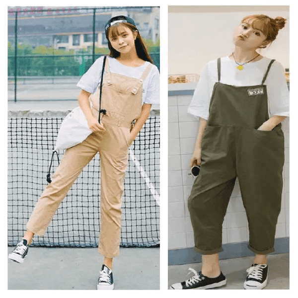 Áo phông oversize mix quần yếm nữ tính, điệu đà