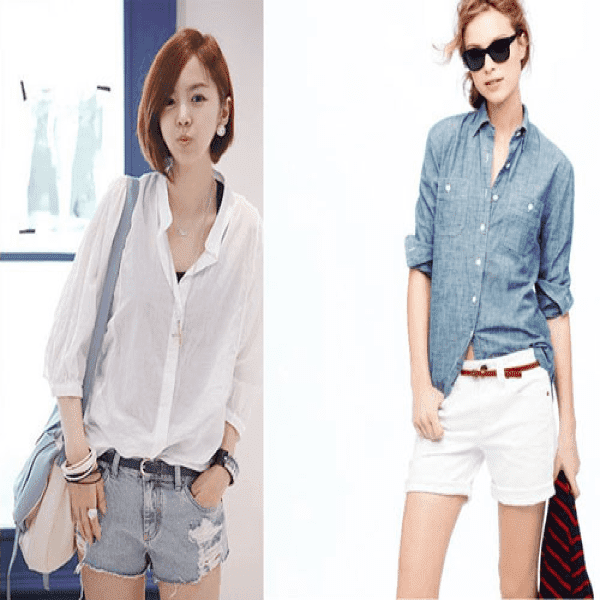 Kiểu mix áo sơ mi với quần short “thần thánh” đối với mọi cô nàng