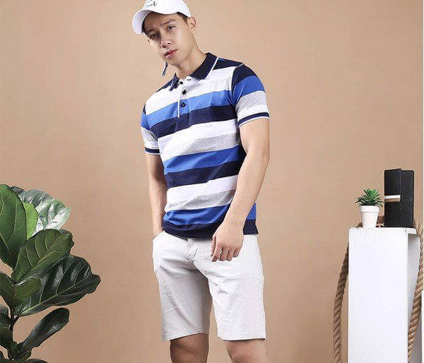 áo thun cổ sơ mi kết hợp với quần short tây âu