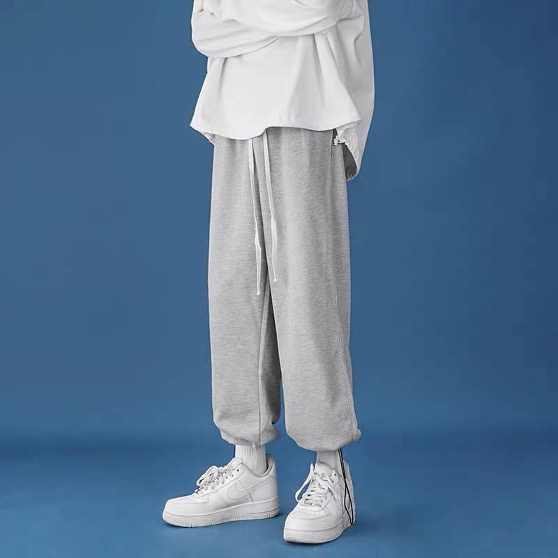 Quần Nỉ Trơn Bo Gấu - Xám - L