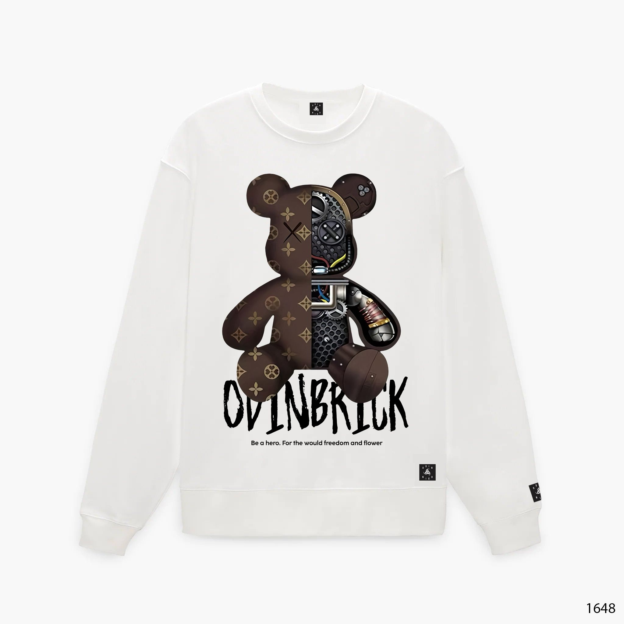Áo Sweater Oversize OD Machine Bear - Trắng - M