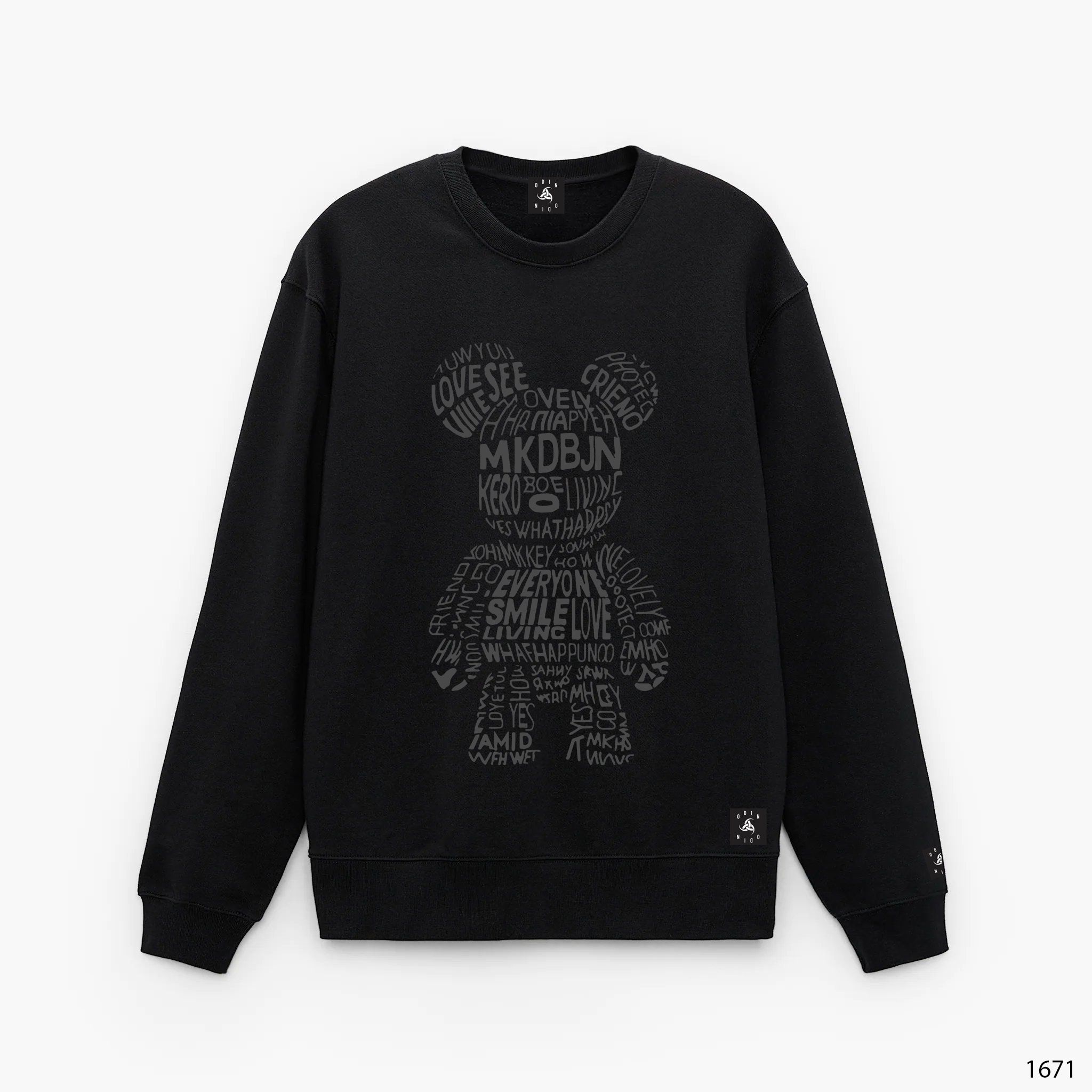 Áo Sweater Oversize OD Simple Bear - Đen - L