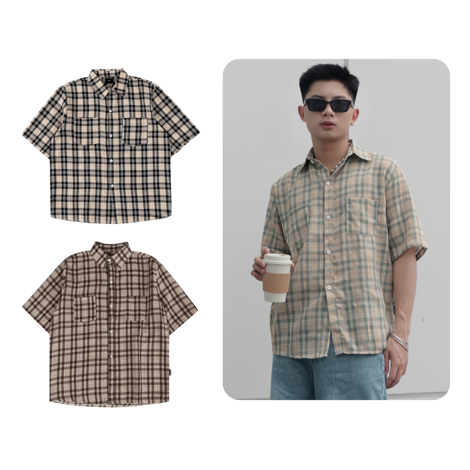 Áo sơ mi cộc tay Flannel Sim Odin Club