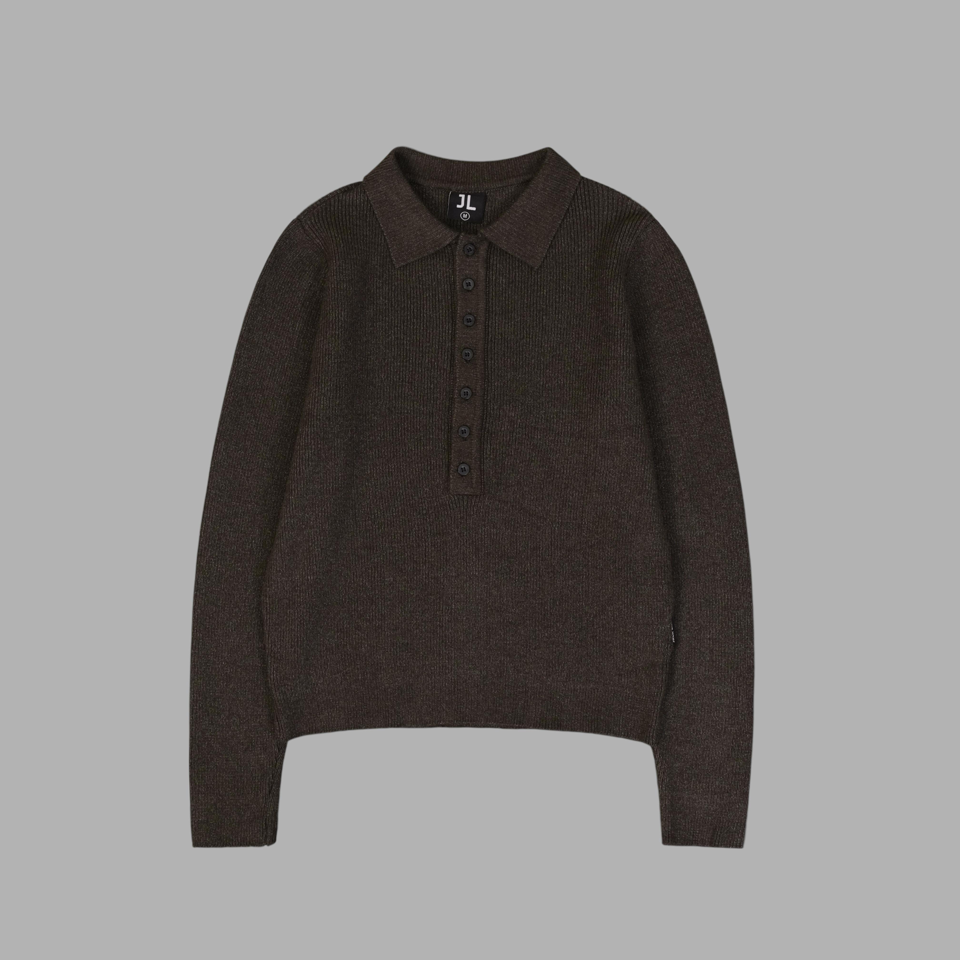 Áo polo len dài tay Muscle Jack Lane - Xám đậm - L