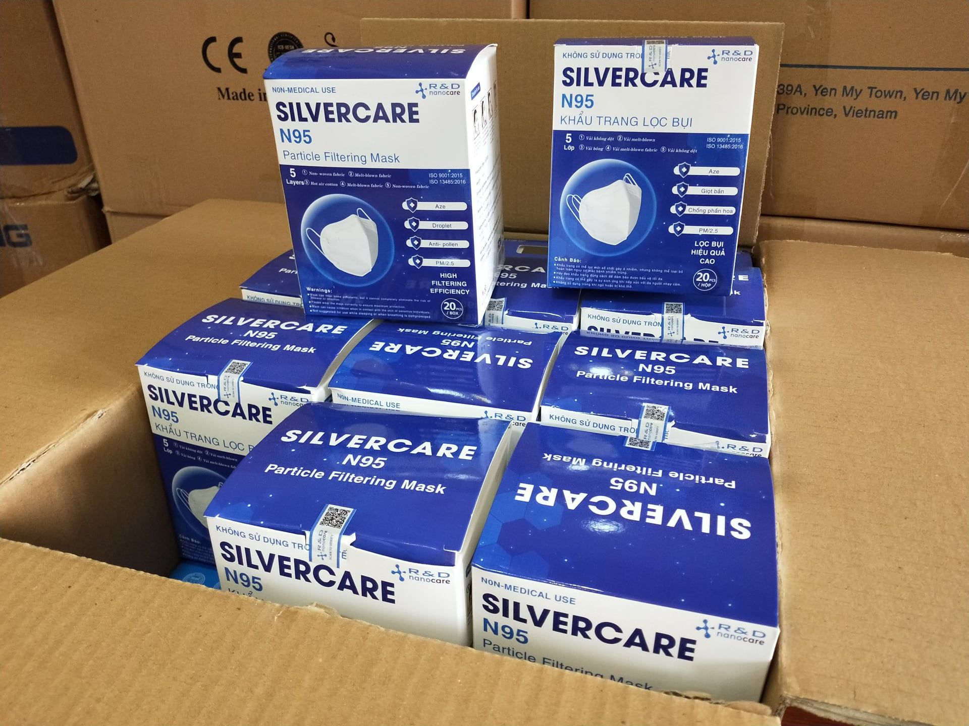 Khẩu trang N95, Silvercare, có van (1Hộp=20 cái)