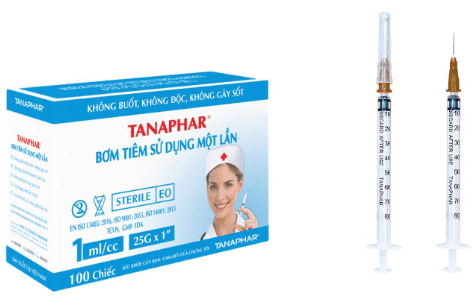 Bơm tiêm dùng 1 lần TANAPHAR 1ml (Hộp=100 chiếc, Thùng=4200 cái)