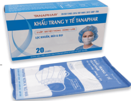 Khẩu trang y tế 3 lớp đã tiệt trùng Tanaphar (1Hộp=20 chiếc)