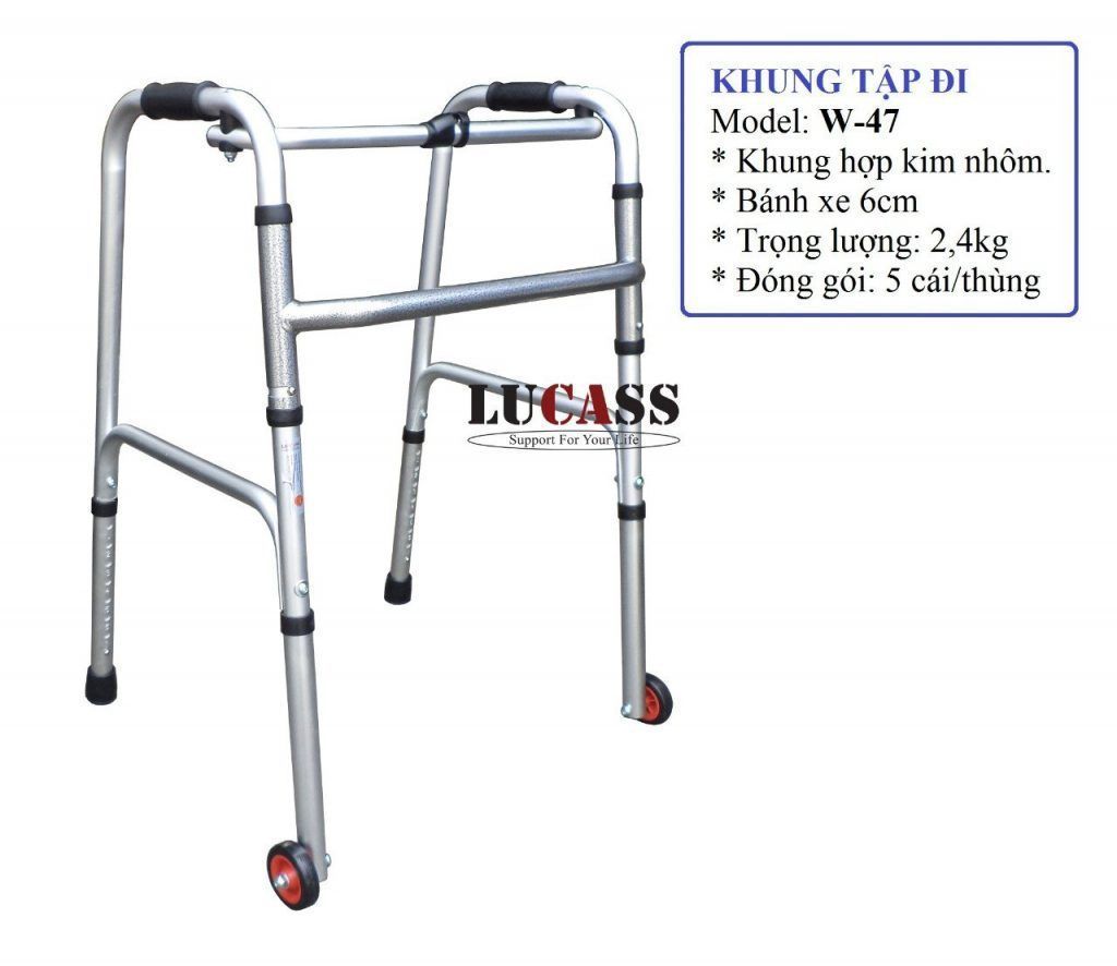 Khung tập đi W-47 LUCASS bánh nhỏ 2.5"