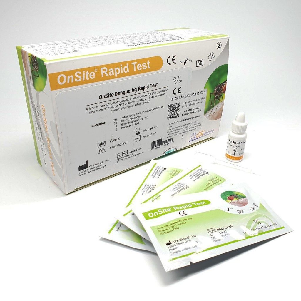 Test nhanh Sốt xuất huyết Dengue Ag CTK Biotech, Mỹ (Hộp=30 test)